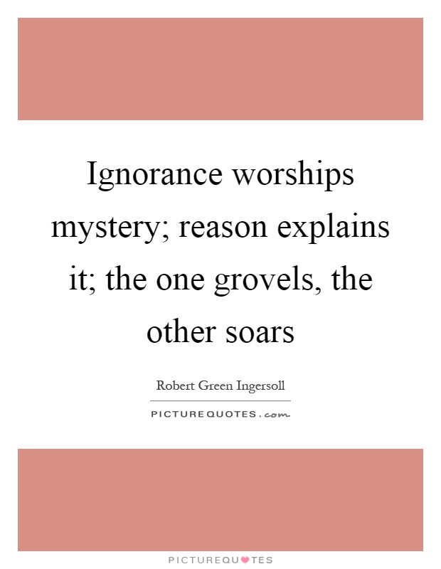 Ignorance worships mystery; reason explains it; the one grovels, the other soars Picture Quote #1