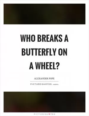 Who breaks a butterfly on a wheel? Picture Quote #1