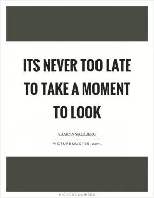 Its never too late to take a moment to look Picture Quote #1