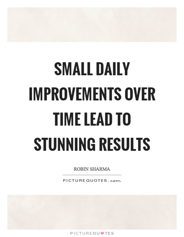 Small daily improvements over time lead to stunning results Picture Quote #1