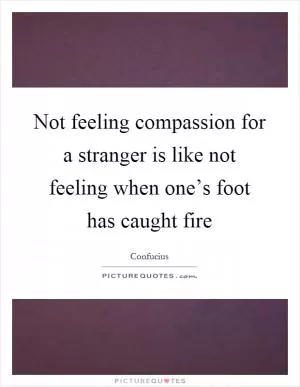 Not feeling compassion for a stranger is like not feeling when one’s foot has caught fire Picture Quote #1