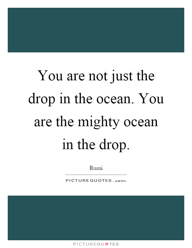 You are not just the drop in the ocean. You are the mighty ocean in the drop Picture Quote #1