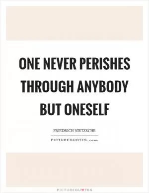 One never perishes through anybody but oneself Picture Quote #1