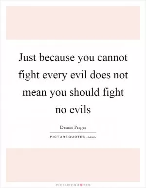 Just because you cannot fight every evil does not mean you should fight no evils Picture Quote #1