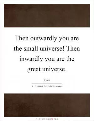 Then outwardly you are the small universe! Then inwardly you are the great universe Picture Quote #1