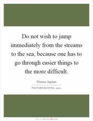 Do not wish to jump immediately from the streams to the sea, because one has to go through easier things to the more difficult Picture Quote #1
