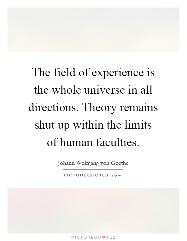 The field of experience is the whole universe in all directions. Theory remains shut up within the limits of human faculties Picture Quote #1