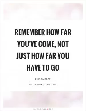 Remember how far you've come, not just how far you have to go Picture Quote #1
