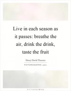 Live in each season as it passes: breathe the air, drink the drink, taste the fruit Picture Quote #1