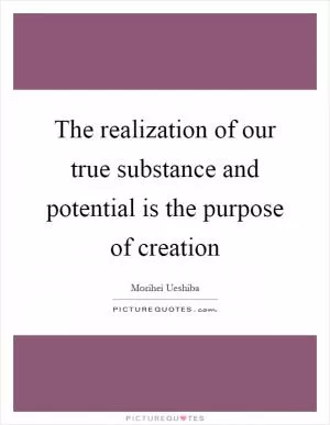 The realization of our true substance and potential is the purpose of creation Picture Quote #1