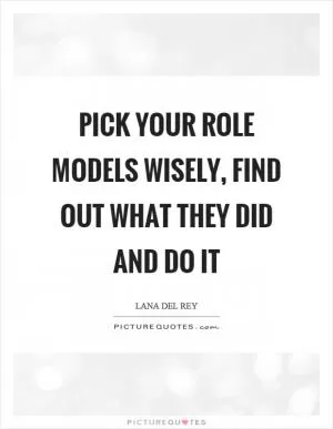 Pick your role models wisely, find out what they did and do it Picture Quote #1