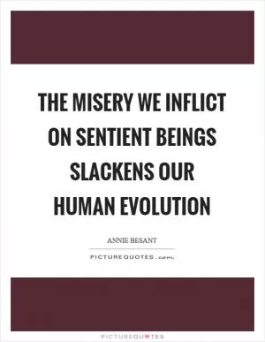 The misery we inflict on sentient beings slackens our human evolution Picture Quote #1