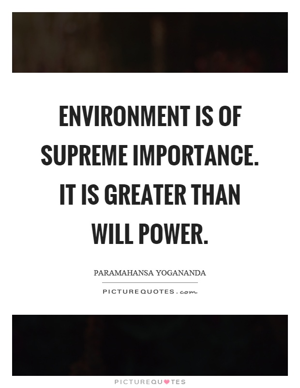 Environment is of supreme importance. It is greater than will power Picture Quote #1