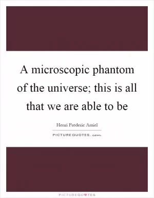 A microscopic phantom of the universe; this is all that we are able to be Picture Quote #1