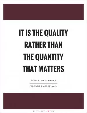 It is the quality rather than the quantity that matters Picture Quote #1