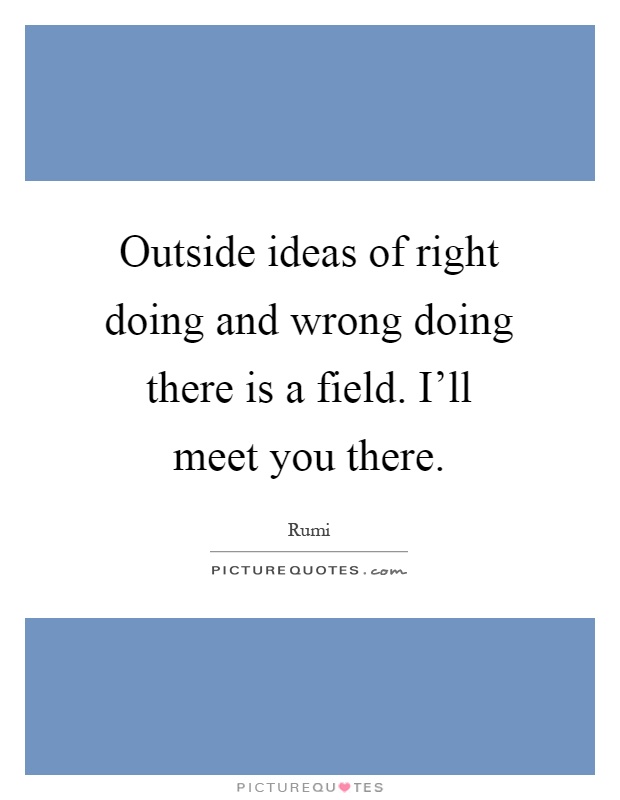 Outside ideas of right doing and wrong doing there is a field. I'll meet you there Picture Quote #1