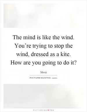 The mind is like the wind. You’re trying to stop the wind, dressed as a kite. How are you going to do it? Picture Quote #1