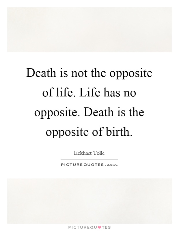 Death is not the opposite of life. Life has no opposite. Death is the opposite of birth Picture Quote #1