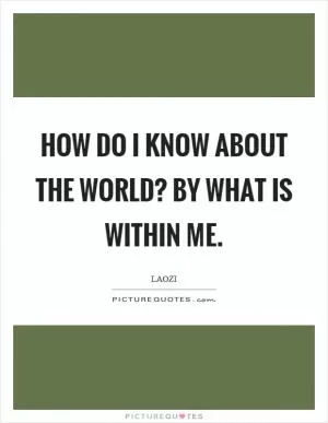 How do I know about the world? By what is within me Picture Quote #1