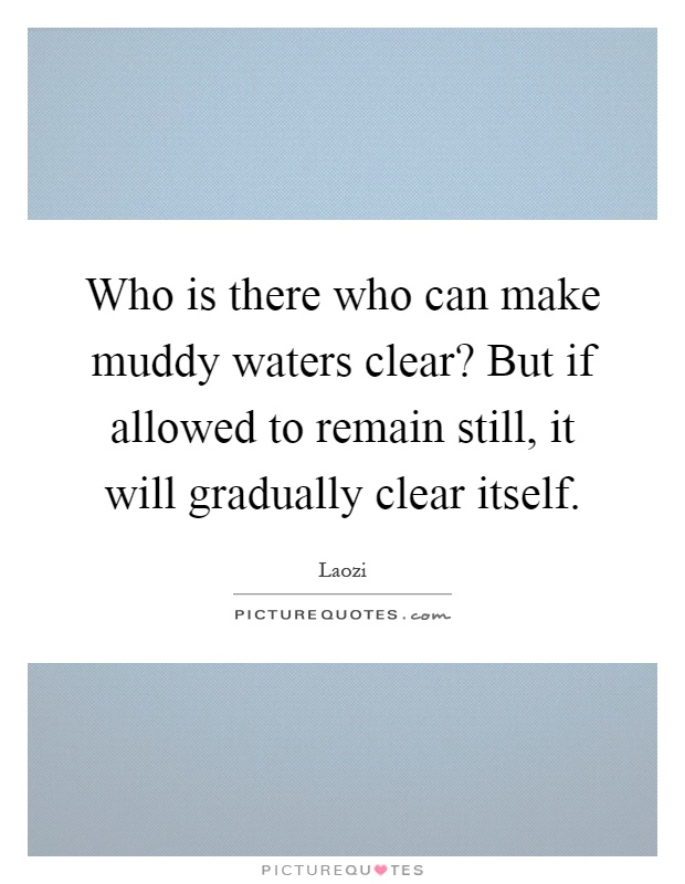 Who is there who can make muddy waters clear? But if allowed to remain still, it will gradually clear itself Picture Quote #1