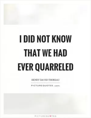 I did not know that we had ever quarreled Picture Quote #1