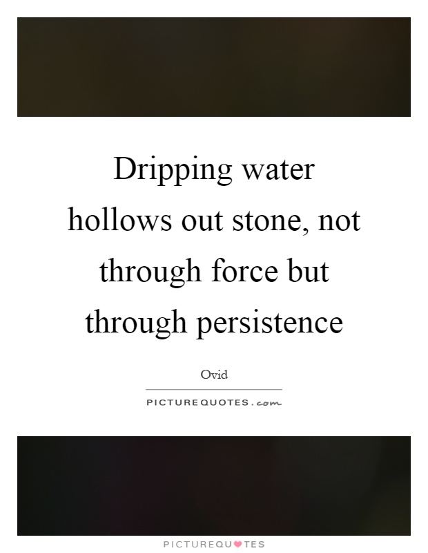 Dripping water hollows out stone, not through force but through persistence Picture Quote #1