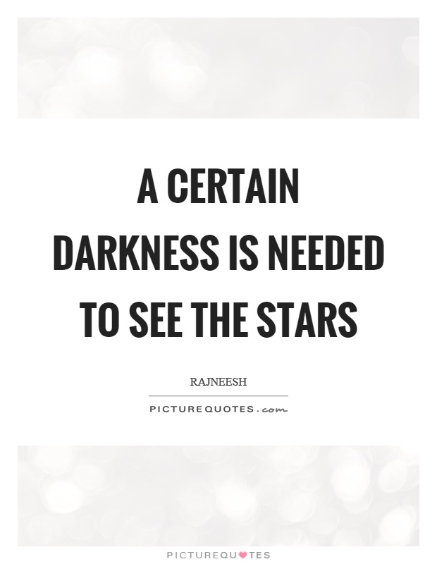 A certain darkness is needed to see the stars Picture Quote #1