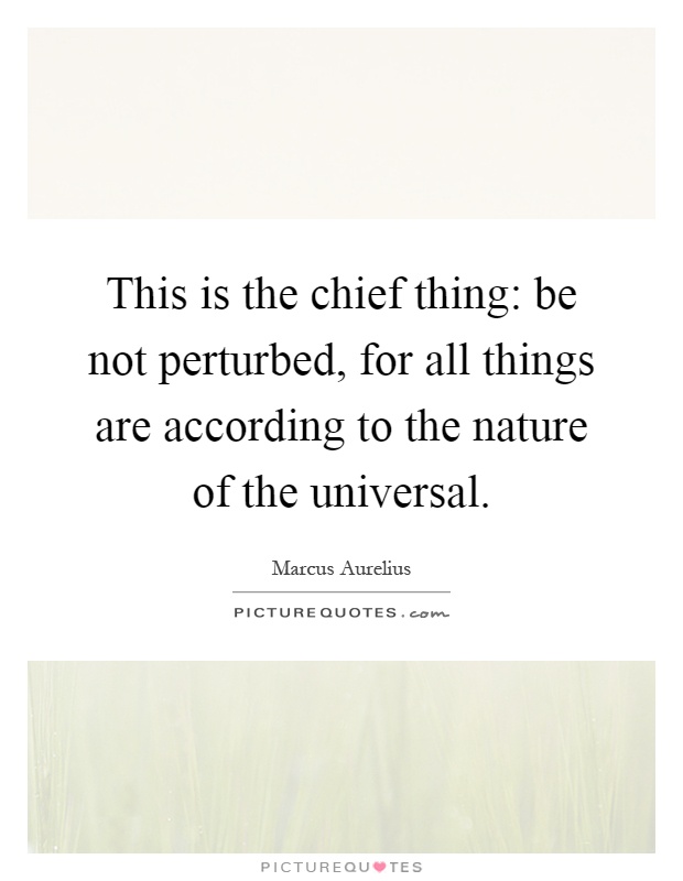 This is the chief thing: be not perturbed, for all things are according to the nature of the universal Picture Quote #1