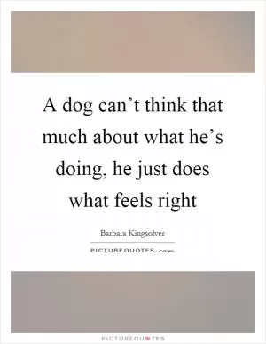 A dog can’t think that much about what he’s doing, he just does what feels right Picture Quote #1