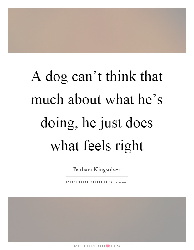 A dog can't think that much about what he's doing, he just does what feels right Picture Quote #1