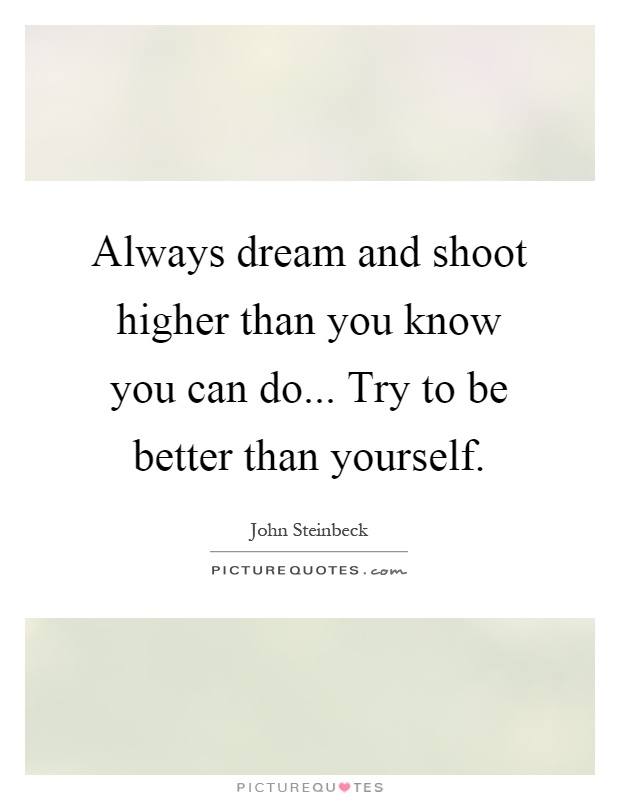 Always dream and shoot higher than you know you can do... Try to be better than yourself Picture Quote #1