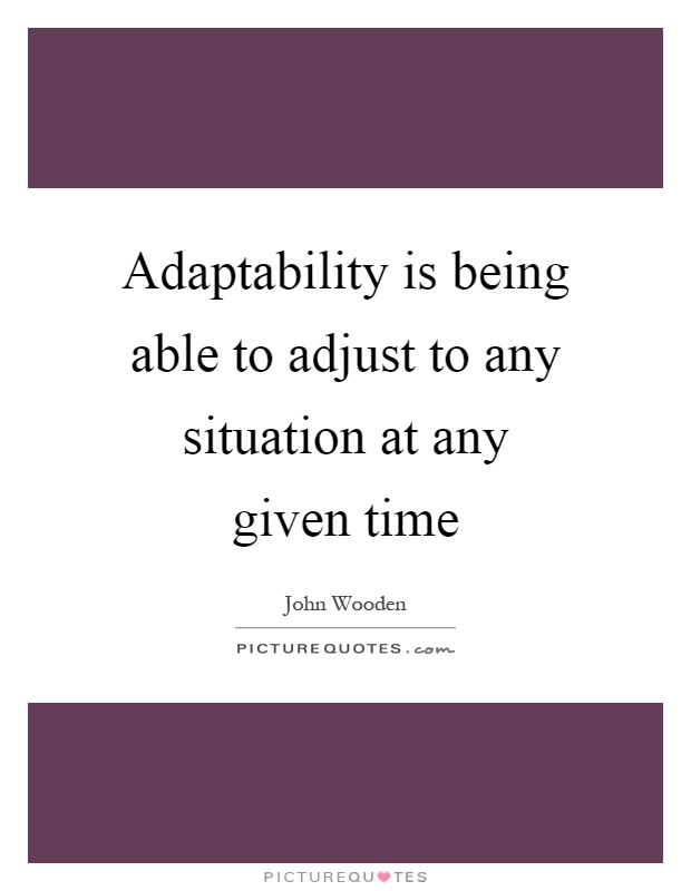 Adaptability is being able to adjust to any situation at any given time Picture Quote #1