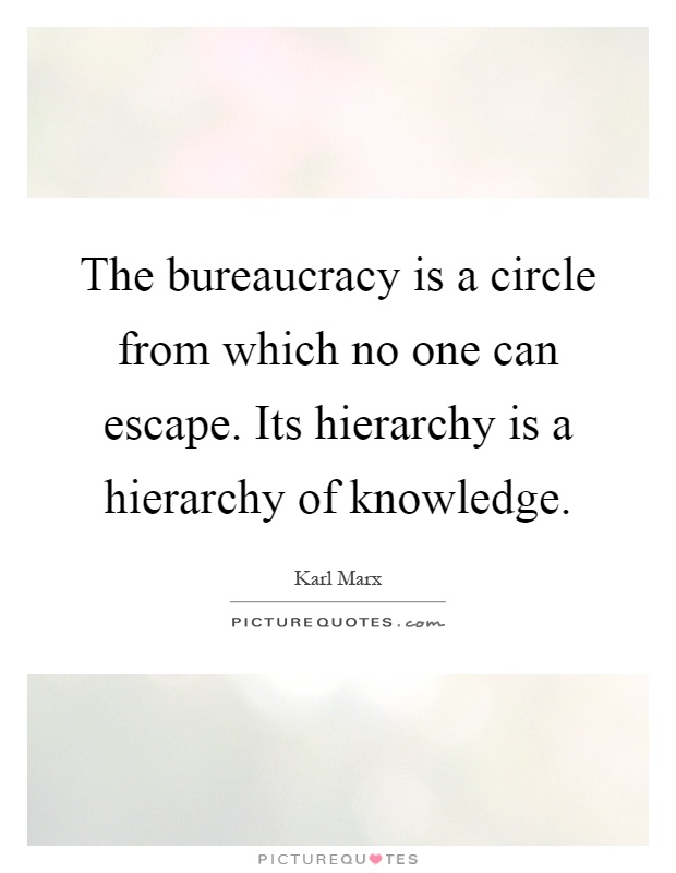 The bureaucracy is a circle from which no one can escape. Its hierarchy is a hierarchy of knowledge Picture Quote #1