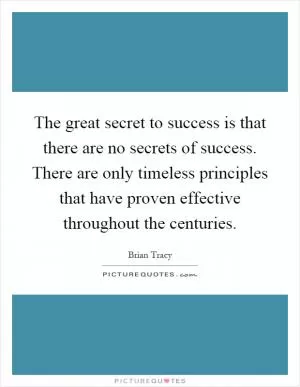 The great secret to success is that there are no secrets of success. There are only timeless principles that have proven effective throughout the centuries Picture Quote #1