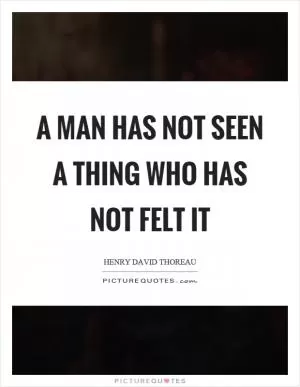 A man has not seen a thing who has not felt it Picture Quote #1