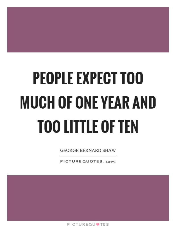 People expect too much of one year and too little of ten Picture Quote #1