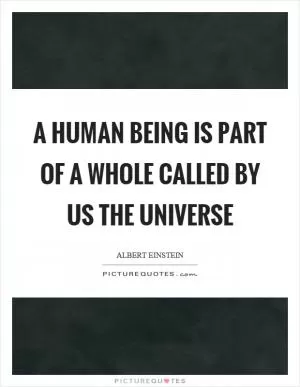 A human being is part of a whole called by us the universe Picture Quote #1