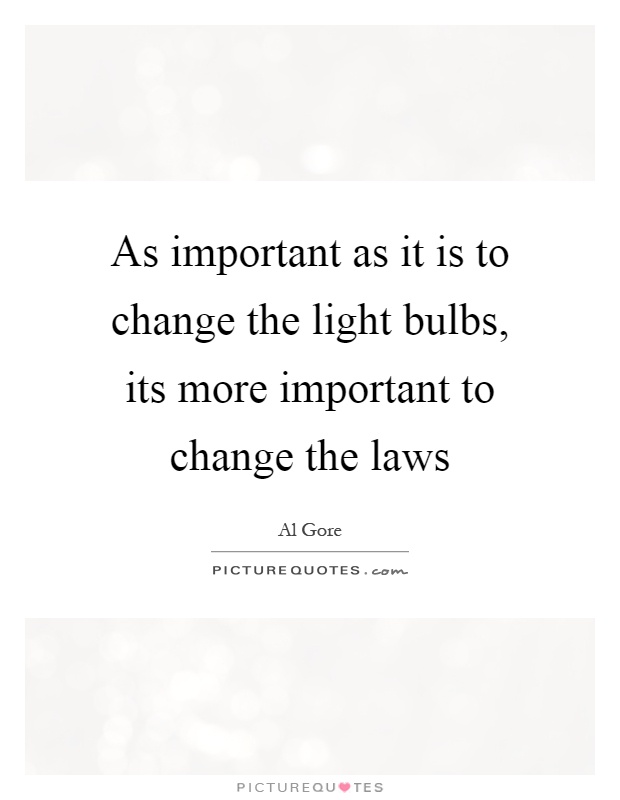 As important as it is to change the light bulbs, its more important to change the laws Picture Quote #1