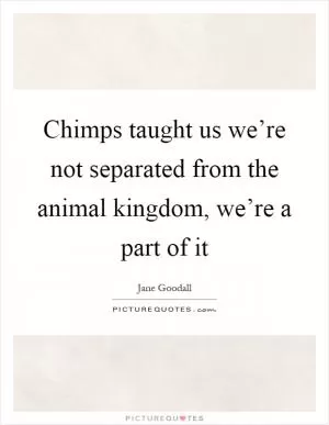Chimps taught us we’re not separated from the animal kingdom, we’re a part of it Picture Quote #1