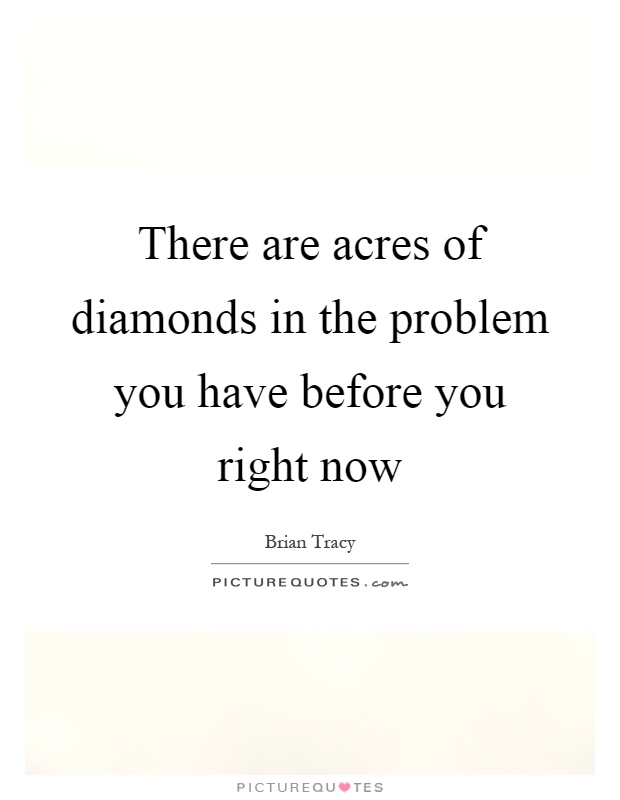 There are acres of diamonds in the problem you have before you right now Picture Quote #1