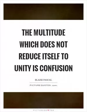 The multitude which does not reduce itself to unity is confusion Picture Quote #1