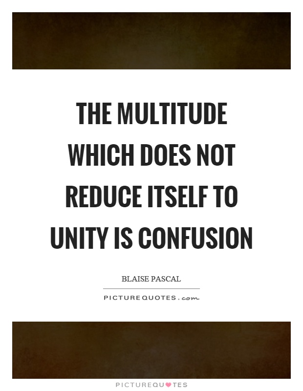 The multitude which does not reduce itself to unity is confusion Picture Quote #1