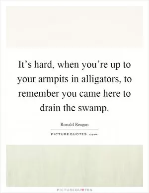 It’s hard, when you’re up to your armpits in alligators, to remember you came here to drain the swamp Picture Quote #1