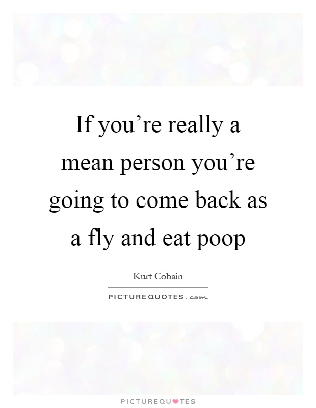 If you're really a mean person you're going to come back as a fly and eat poop Picture Quote #1