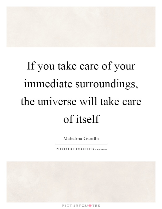 If you take care of your immediate surroundings, the universe will take care of itself Picture Quote #1