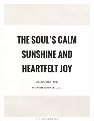 The soul’s calm sunshine and heartfelt joy Picture Quote #1