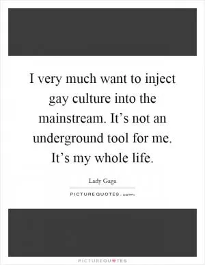 I very much want to inject gay culture into the mainstream. It’s not an underground tool for me. It’s my whole life Picture Quote #1