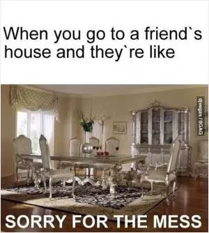When you go to a friend’s house and they’re like sorry for the mess Picture Quote #1