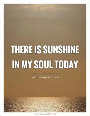 There is sunshine in my soul today Picture Quote #1