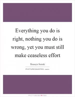 Everything you do is right, nothing you do is wrong, yet you must still make ceaseless effort Picture Quote #1